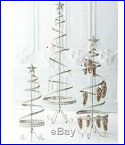 51 Silver Metal Spiral Tree withDecorative Filigree and Star Top, Christmas