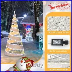 5FT Pre-lit Christmas Cone Tree with250 Cold White & 300 Warm White LED Lights