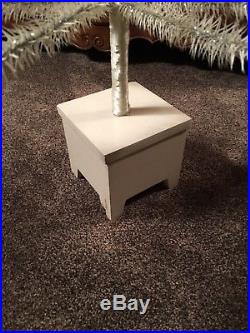 5ft Antique White German Goose Feather Christmas Treewood Standpearlsilver