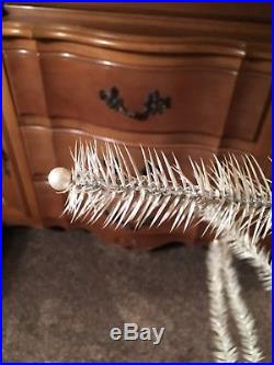 5ft Antique White German Goose Feather Christmas Treewood Standpearlsilver