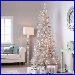6.5 FT Silver Christmas Tree Pre-Lit Clear Christmas Tree New