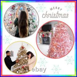 6/7.5 Ft/Foot Gold/Silver/Pink Tinsel Christmas Tree Metal Stand XMAS Decoration