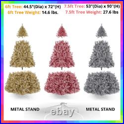 6/7.5 Ft/Foot Gold/Silver/Pink Tinsel Christmas Tree Metal Stand XMAS Decoration
