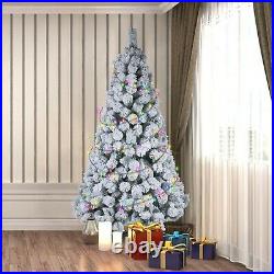 6-7Ft Hinged Unlit Artificial Silver Tinsel Christmas Tree Holiday withMetal Stand