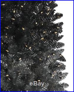 6' BLACK SILVER OMBRE Slim Christmas Tree, Pre-Lit, Clear Lights with STAND