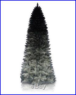 6' BLACK SILVER OMBRE Slim Christmas Tree, Pre-Lit, Clear Lights with STAND