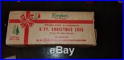6' Evergleam Silver Aluminum Original Box Christmas Tree 94 Branch+ Color Wheel