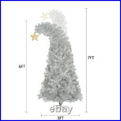 6 FT Christmas Tree With Gold Star 900 Silver Branch Tips 300 LED Lights 8 modes