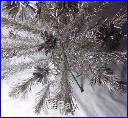 6 Feet POM POM Aluminum Christmas Taper Tree 6 FT Silver Vintage Old Sparkler