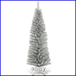 6 Ft Artificial Pencil Christmas Tree Electroplated Technology Xmas Decor Silver