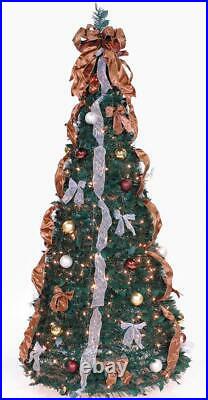 6 Ft Pull Up Decorated & Pre Lit Collapsible Pop Up Christmas Tree 350 Lights
