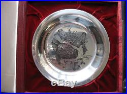 6 Oz. 925 Sterling Norman Rockwell Christmas Plate 1973 Trimming The Tree