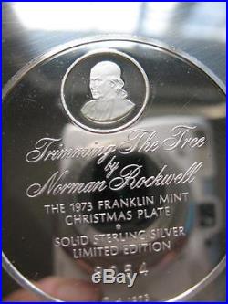 6 Oz. 925 Sterling Norman Rockwell Christmas Plate 1973 Trimming The Tree