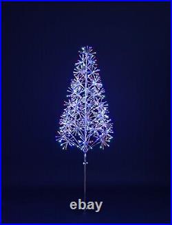 6' Red, White and Blue LED Tree with Silver Frame