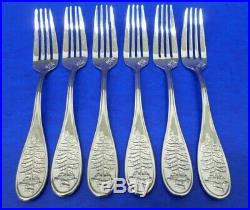 6 Spode CHRISTMAS TREE Glossy 18/10 China Stainless Flatware SALAD FORKS