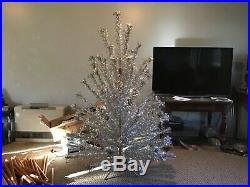 6 ft. Silver Aluminum 95 branch Evergleam Pom-Pom Christmas Tree