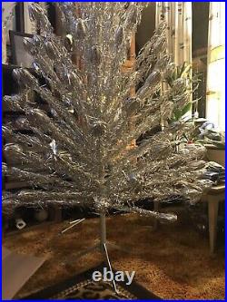 6' ft Silver Aluminum Christmas Tree 100 Branches Vintage Pom Pom Original
