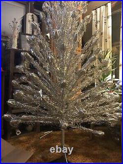 6' ft Silver Aluminum Christmas Tree 100 Branches Vintage Pom Pom Original