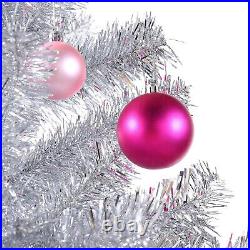 6 ft Silver Tinsel Christmas Tree with Metal Stand 7 Days Free & Fast Delivery
