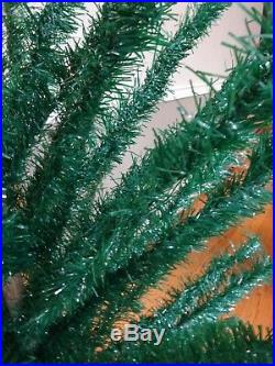 60's VTG 7 ft German like Faux Feather Artificial Christmas Tree Silver glimmer