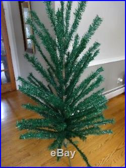 60's VTG 7 ft German like Faux Feather Artificial Christmas Tree Silver glimmer