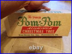 60s SPARKLER POM-POM STAR BAND Co 4FT M-434 ALUMINUM Christmas TREE 35 Branch
