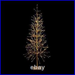 65 In. H Indoor/Outdoor Pre-Lit Silver Foil Christmas Tree with Yard Stake