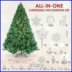 6FT Pre-lit Pre Decorated Artificial Christmas Tree with Ornaments, Snow 6 ft