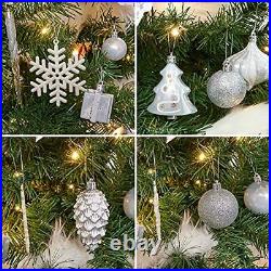 6FT Pre-lit Pre Decorated Artificial Christmas Tree with Ornaments, Snow 6 ft