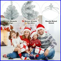 6ft Artificial Silver Christmas Tree Hinged Electroplated Technology