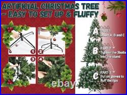 6ft Flocked Christmas Tree with Decorations 900 PVC Branch Tips & 56 Pine Co