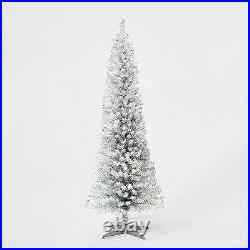 6ft Pre-lit Artificial Christmas Tree Silver Tinsel Alberta Spruce Clear Lights
