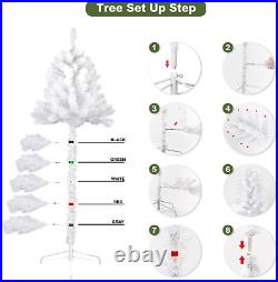 6ft White Christmas Tree Ornaments and Lights Remote and Timer Silver and Bluee