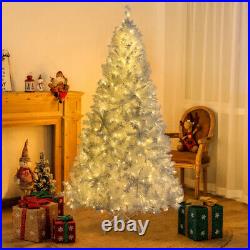 7.4 ft Christmas Tree White Hinged Spruce Full Tree 500 LED lights Holiday Decor