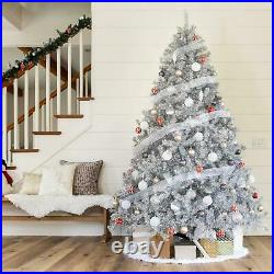 7.5 Ft Silver Artificial Christmas Tree with Stand Fir Flame Retardant 63'' W