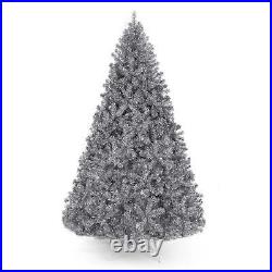7.5 Ft Silver Artificial Christmas Tree with Stand Fir Flame Retardant 63'' W