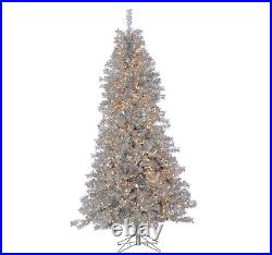 7.5' Silver Curly Tinsel Tree with Lights