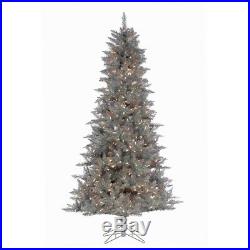 7.5' Silver Tinsel Prelit LED Artificial Christmas Tree