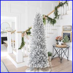 7.5Ft Silver Tinsel Artificial Christmas Tree WithEasy Assembly Metal Stand Artifi