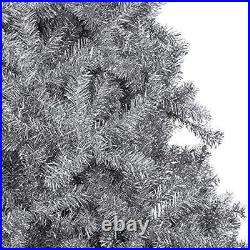 7.5ft Artificial Silver Tinsel Christmas Tree Decor with 1,749 Branch Tips Stand
