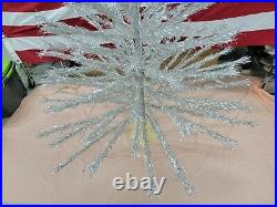 7 Foot 1950-60 Silver Aluminum Christmas Tree complete With2 Rotating Color Lights