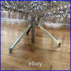7 Foot Tall Vintage 1950-1960 Silver Aluminum Christmas Tree WithOriginal Stand