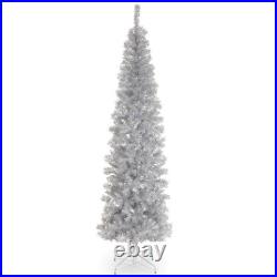7 Ft. Silver Tinsel Artificial Christmas Tree