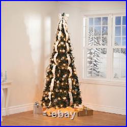 7' Silver & Gold Pull-Up Christmas Tree by Holiday Peak