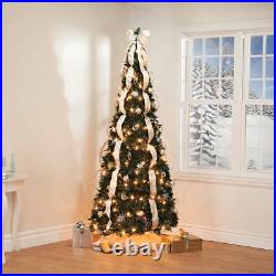 7' Silver & Gold Pull-Up Christmas Tree by Holiday Peak, Pre-Lit and Fully