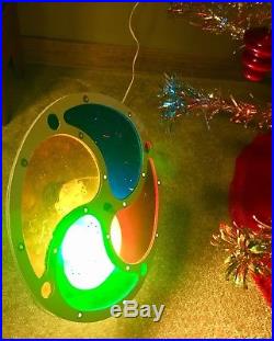 7 Vintage Atomic Silver Aluminum Christmas Tree with color wheel 100 Pom Branches
