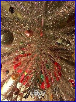 7 Vintage Atomic Silver Aluminum Christmas Tree with color wheel 100 Pom Branches