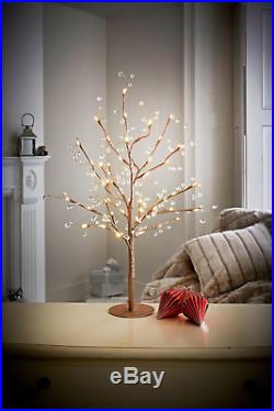 70cm Pre-Lit Jewelled Glitter Twig Tree Christmas 48 Warm White LED Lights Tree