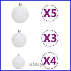 7FT Artificial Slim Christmas Tree With LEDs Balls Stand Home Holiday Decor Silver