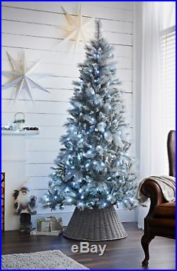 7ft Pre-Lit Montana Silver Christmas Tree With 250 White LED Lights & 912 Tips
